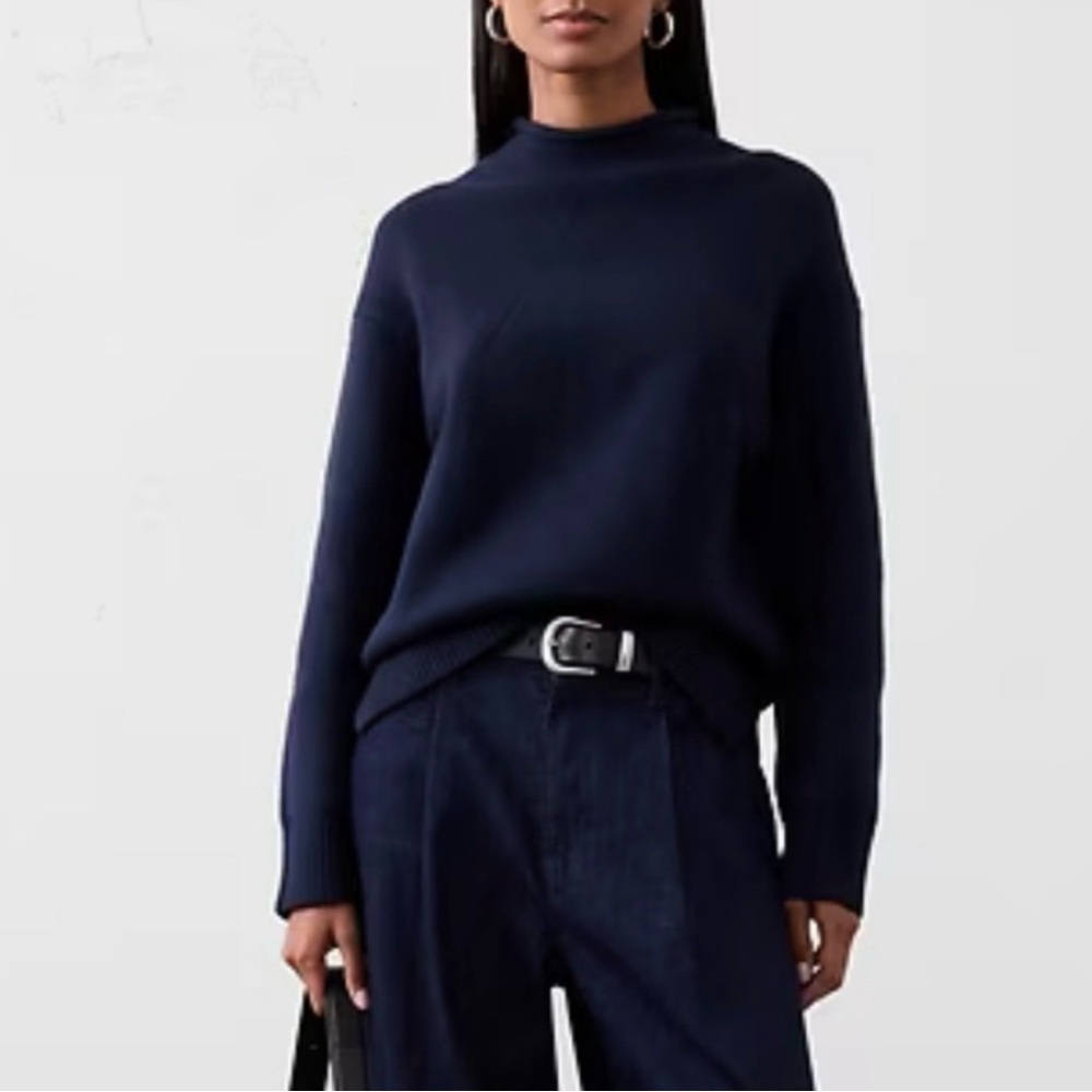 Banana Republic Navy Blue Women's Roll Neck Sweater